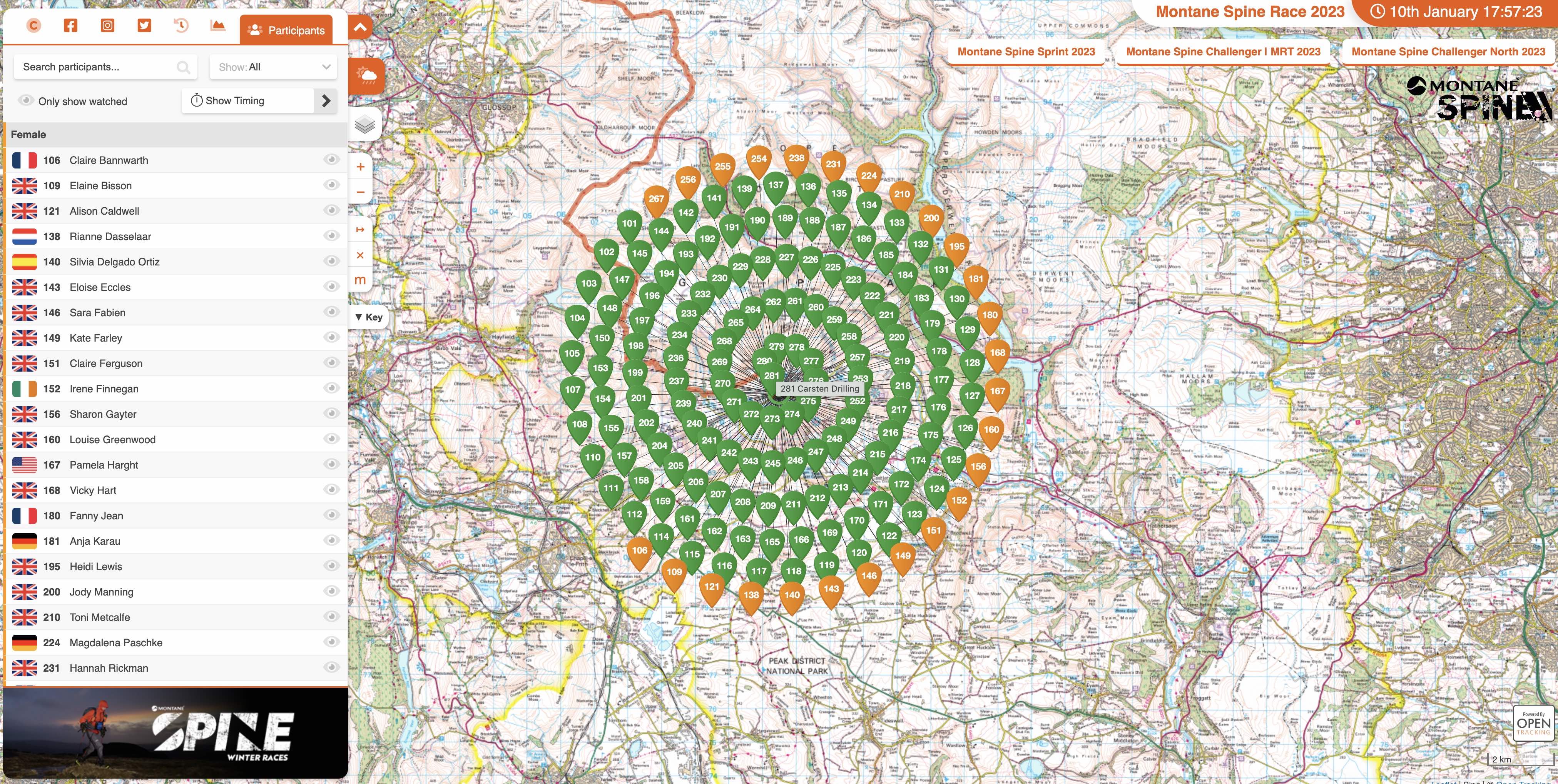 Montane Spine Sprint 2023 Open Tracking